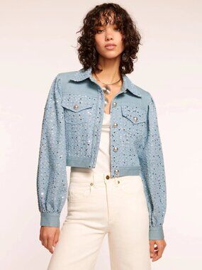 RAMY BROOK Blue with Sequins Denim Janet Jacket, XS